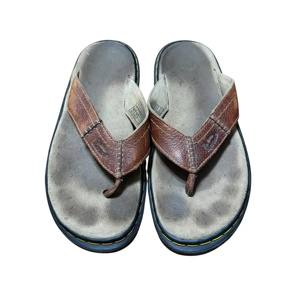 Dr. Martens Mens Brown Leather Thong Sandals Size 9